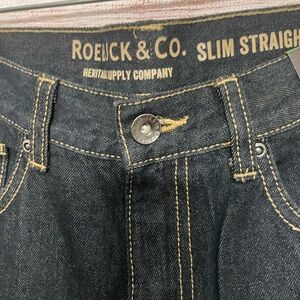 NWT Roebuck & Co Boys Slim Straight Blue Denim 5 Pocket Jeans  Size 16
